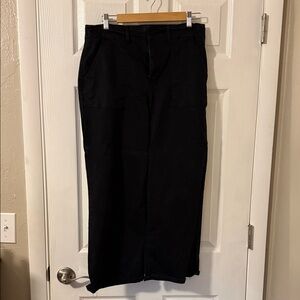 Draper James Cropped Black Flared Pants with Patch Pockets